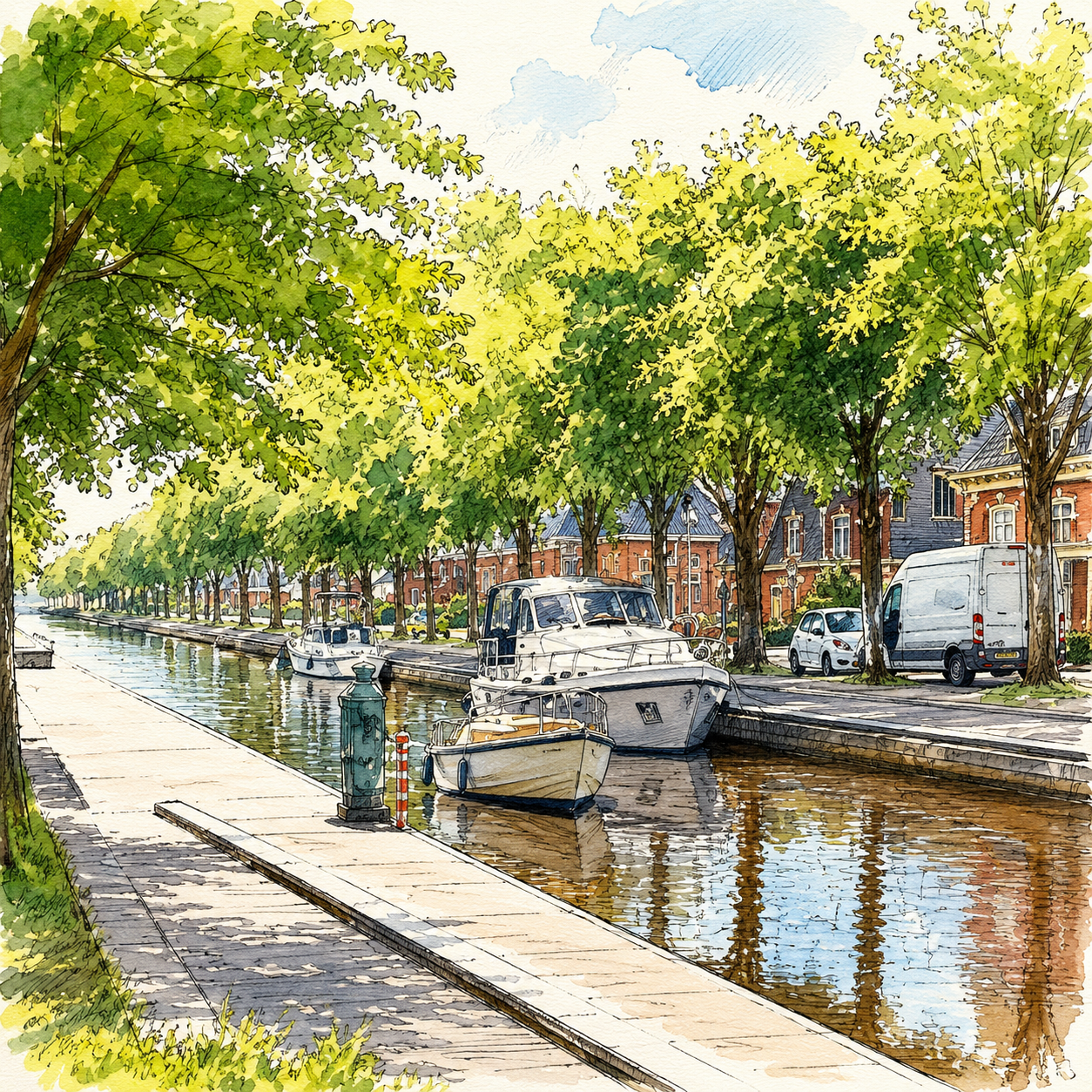 Foto van Stadskanaal met het kanaal en boten